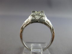 ANTIQUE LARGE ART DECO .99CT DIAMOND & AAA SAPPHIRE 18KT WHITE GOLD RING #27559