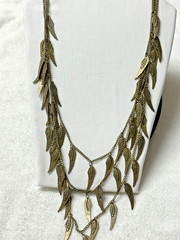 Multi Strand Layered Bronze Chain Necklace Wing Charms n955