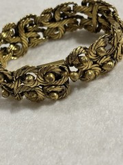 HTF Vintage French Modernist Coil Bracelet Gilt Bronze Plated Woven Wire 1950s