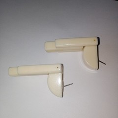 Vtg Art Deco Pierced Earrings Off White Acrylic Plastic