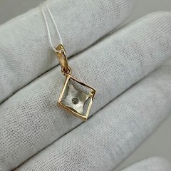 USSR Vintage Original Rose & White Gold CZ Pendant 583 14K Yerevan 1,39 g. 1989