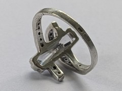 Vintage ring sterling silver 925 Size 7.5 Wt 3.65g Long Baguette Ukraine Bypass