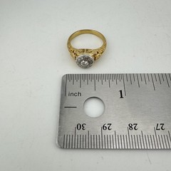 Vintage Art Deco 18K Gold Platinum Top Diamond Halo Ring 0.33 CTW Size 5.5