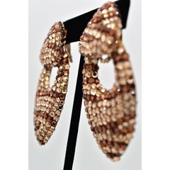 Bellini Formart Vintage Crystal Clip On Earrings Dangle Tiger Signed 1980s BinBJ