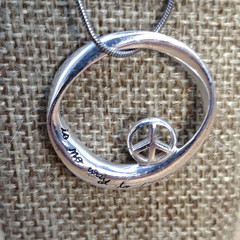 Vintage LA Studio Signed Sterling Silver Peace Slide Pendant Necklace 18″