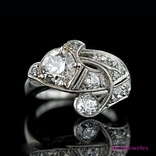 Vintage Art Deco 1.50Ct Lab-Created Diamond Ring Set 925 Silver Toi et Moi Style