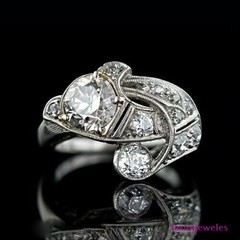 Vintage Art Deco 1.50Ct Lab-Created Diamond Ring Set 925 Silver Toi et Moi Style
