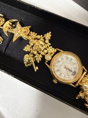 Vtg Kirks Folly Moon Phase Celestial Charm Bracelet Watch Original Box