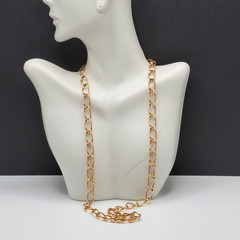 Curved Curb Oval Link Shiny Gold Tone Versatile Single Chain Necklace 24 inch