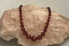 Vintage, Art Deco, Cherry Amber, Faceted Bakelite 15″ Necklace-Simi Tested