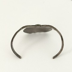 Vintage Sterling Silver Native American Cuff Bracelet Green Turquoise Signed G