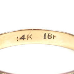 Antique Art Deco 14K 18K Yellow Gold Engraved Wedding Band Ring Size 5 UK-J1/2