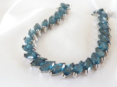 Sterling Silver 925 Natural Heated London Blue Topaz Tennis Bracelet 7.5″
