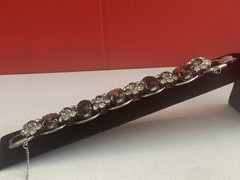 Vtg. D & E Rare Juliana 5 Link 7” Bracelet Silver Tone Black/ Green/ Gold BinM