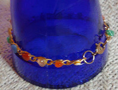 Vintage Multi Color Nugget Polished Goldtone Bracelet 7-1/2 Inches