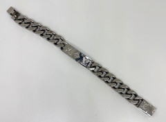 Authentic LOUIS VUITTON Silver Tone MONOGRAM CHAIN BRACELET M62486 w/ LV Box