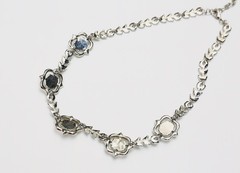 CAROLEE LUX Silver Tone Faux Pearl Rhinestone Floral Statement Necklace
