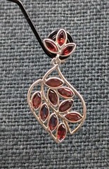 Vtg Sterling Silver Multi Amber Glass Marquise Shape Leaf Design 925 Earrings