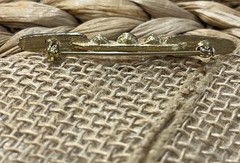 Victorian Revival Bar Pin Gold Tone Faux Pearl Brooch Vintage Costume Jewelry