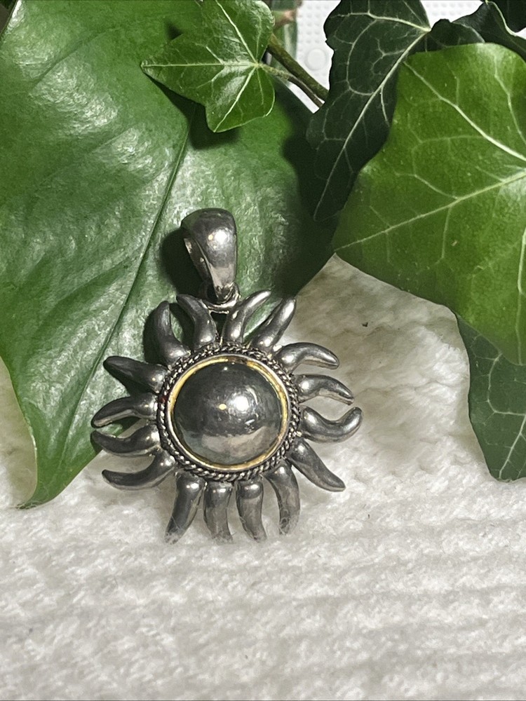 Vintage Silver Toned Dome Sun Pendant