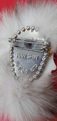 Vintage Signed Han Shin Real Fur Pin Brooch Retro Art Deco Lady Profile Large
