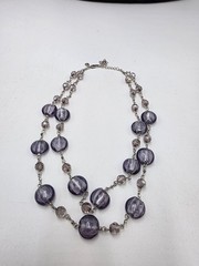 M&S Marks & Spencer Purple Glass Bead Double Strand Statement Necklace