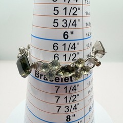 Vintage Silver Tone Chunky Rhinestone Bracelet Gray Emerald Cut Geometric Retro