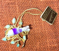 Vintage MINT Swoboda Bird On Nest Brooch W/Eggs Turquoise and Pearls Pin NOS Tag