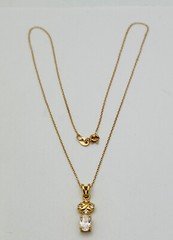 DaneCraft 24KT Gold Over 925 Sterling Silver CZ Drop Necklace 18”