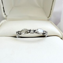 Vintage 925 Women’s Marquise Moissanite Band Half Eternity Stacking Ring 8.75