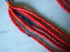 Vintage Antique Venetian Red White Heart Trade Bead Necklace