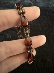 Vintage Amber/red And Yellow Rhinestones In Copper Tone Bracelet