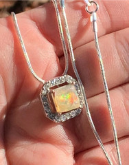 Antique Natural Fire Opal Necklace