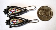 Vintage 1980s Russian Hand Painted Enamel Jewelry Earrings 3 Variations #122,157