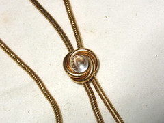..Vintage 12K Gold Filled, Rock Crystal Quartz Pool Of Light Ball Slide Necklace