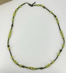 Chicos Long Yellow Green Brown Acrylic Bead Necklace 37-41 Inch