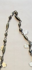 Vintage Silver Tone 36 in Metal Beaded Necklace. Costume Jewelry