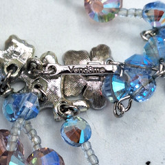 Vendome Pastel Pink Blue AB Faceted Crystal Glass Bead Four Strand Necklace
