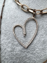 VTG HEART 1990s 2000s y2k Circle Modernist *2 Necklaces Stack* Lot Choker Unique