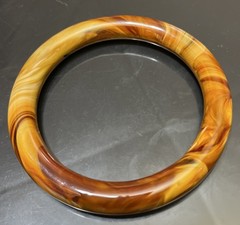 Vintage Chocolate Milk Glass Bangle Bracelet Marbled Caramel Brown 20cm or 7.8”