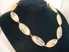 SIGNED J.JILL RUTILATED QUARTZ OVAL BEADED NECKLACE ESTATE