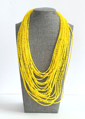 Yellow Layered Beads Necklace 18″ – 24″ Long Contemporary
