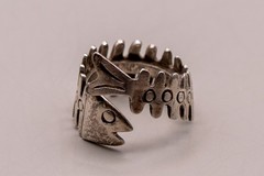 Vintage Taxco Mexico 925 Sterling Silver Fish Skeleton Wrap Bypass Ring Eagle 3