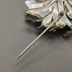 Vintage 3D Flower Brooch Pin Brushed Silver Tone Curled Petals Retro 1960s 2″