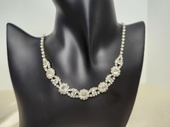 Vintage Signed ICING Silver Tone Rhinestone Necklace – 15″