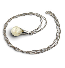 Vintage Floating Opal Sterling Silver Pendant Necklace 30mm 24 Inch Chain