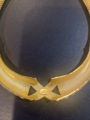 Vintage Lanvin Paris Gold Tone Mesh & Enamel Choker Necklace Signed