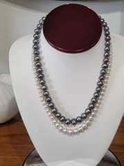 Vintage 14k White Gold Peacock Pearl & Sterling Silver Pearl Necklaces See Video