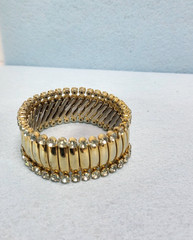 Vintage Trinidad Gold-Tone & Rhinestone Bracelet Expandable