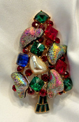 Rare Vintage Signed Mylu Christmas Tree Brooch